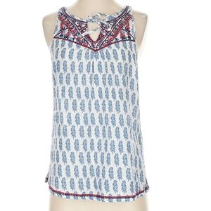 Lucky Brand boho embroidered back buttons tank top